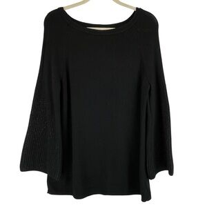 Chico’s Wool Cashmere Blend Sweater Subtle Sparkle Detail Black Sz L